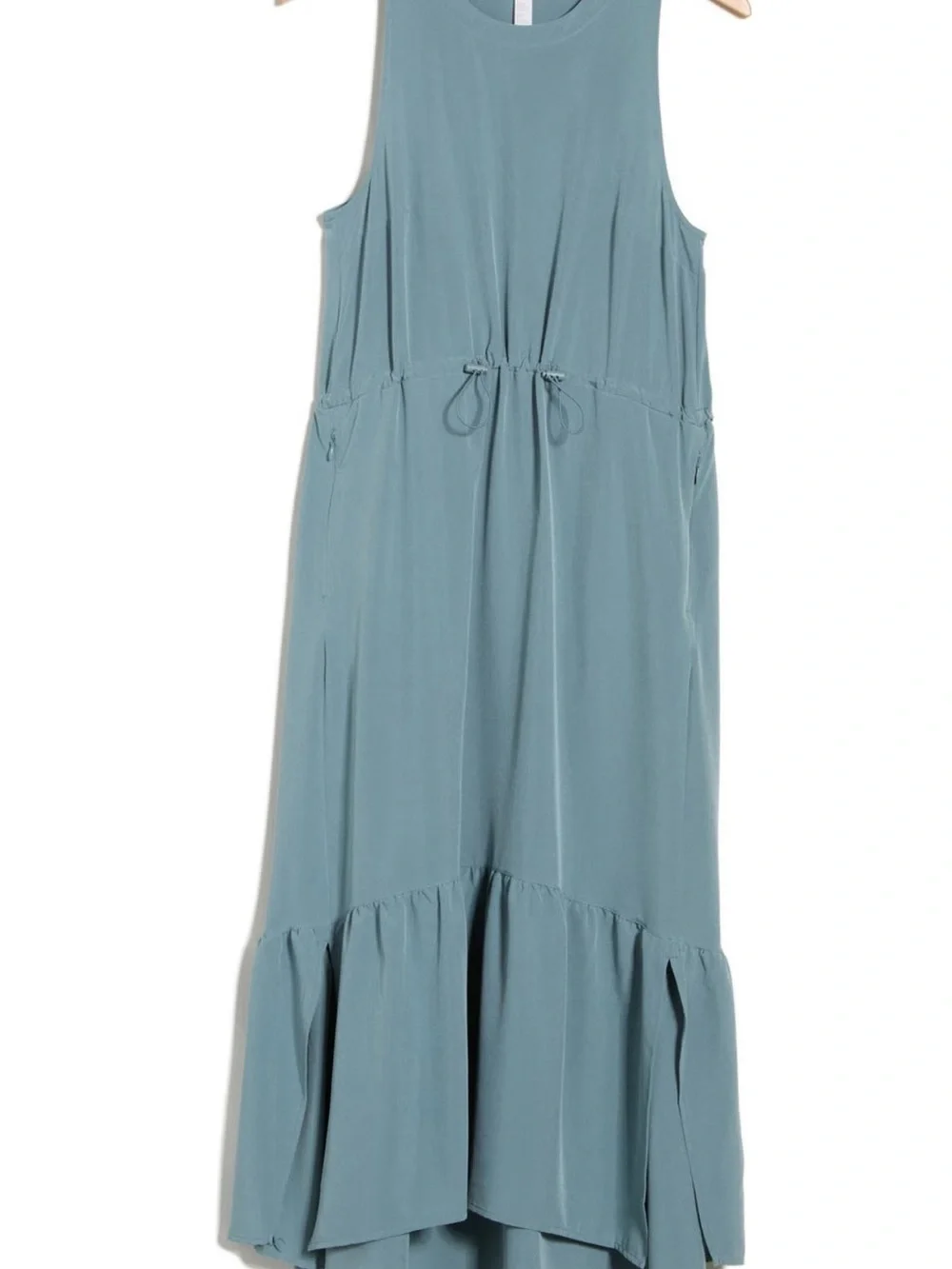 Sleeveless High-Low Midi Dress in Dusty Blue